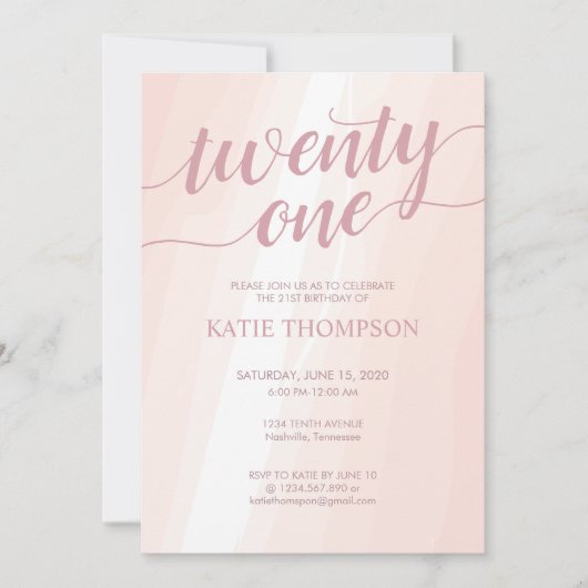 水彩ピンクスプラッシュ 招待状 (正面)