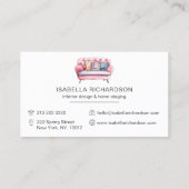 水彩ピンクソファ内装デザインホームステージング 名刺 (裏面)