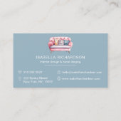 水彩ピンクソファ内装デザインホームステージング 名刺 (裏面)