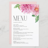 水彩ピンクダリア花フローラメニューカード (正面/裏面)