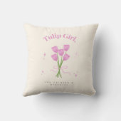 水彩ピンクチューリップフラワーイラストレーション クッション (裏面)