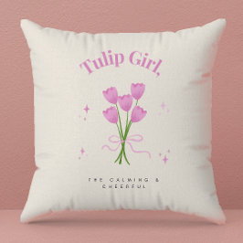 水彩ピンクチューリップフラワーイラストレーション クッション