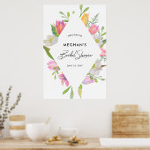 水彩ピンクチューリップブライダルシャワーウェルカムポスター ポスター (キッチン)