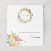 水彩ピンクチューリップ結婚ズモノグラム座席表 プレイスカード (外部開封)