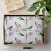 水彩ピンクチューリップ継ぎ目なしパターン 薄葉紙 (ギフト)