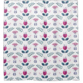 水彩ピンクチューリップ シャワーカーテン (正面)