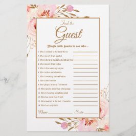 水彩ピンクチークゴールドローズ ブライダルシャワーゲーム