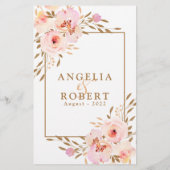 水彩ピンクチークゴールドローズ ブライダルシャワーゲーム (裏面)