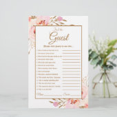 水彩ピンクチークゴールドローズ ブライダルシャワーゲーム (スタンド正面)