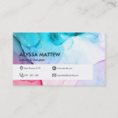 水彩ピンクティール（緑がかった色）金ゴールドエレガントグリッター 名刺 (裏面)