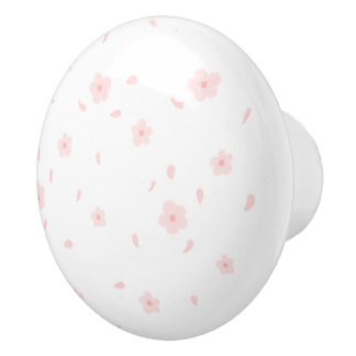 水彩ピンクデイジーセラミックプル セラミックノブ