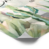 水彩ピンクデザート自然サボテンへようこそ ポスター (角)