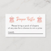 水彩ピンクドレスおむつラッフルカード 名刺 (正面)