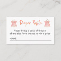 水彩ピンクドレスおむつラッフルカード