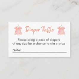 水彩ピンクドレスおむつラッフルカード 名刺