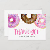 水彩ピンクドーナツベビー散布 サンキューカード (正面/裏面)