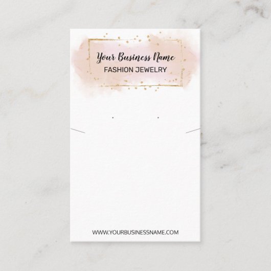 水彩ピンクネックレス及びイヤリング表示カード 名刺 (正面)