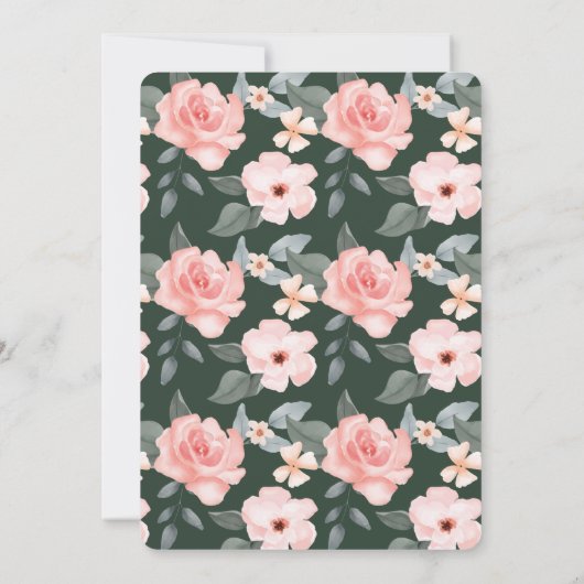 水彩ピンクハイヒールフローラブライダルシャワー 招待状 (裏面)