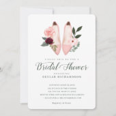 水彩ピンクハイヒールフローラブライダルシャワー 招待状 (正面)