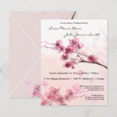 水彩ピンクハイビスカスウェディングシャワー招待状 招待状 (正面/裏面)