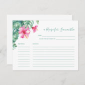 水彩ピンクハイビスカストロピカフローラルレシピカード シーズンポストカード (正面/裏面)