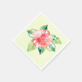 水彩ピンクハイビスカス熱帯フローラ スタンダードカクテルナプキン (角)
