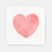 水彩ピンクハートデザイン スタンダードカクテルナプキン (正面)