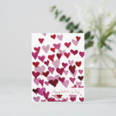 水彩ピンクハートバレンタインデーカード シーズンカード (スタンド正面)