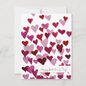 水彩ピンクハートバレンタインデーカード シーズンカード (正面)