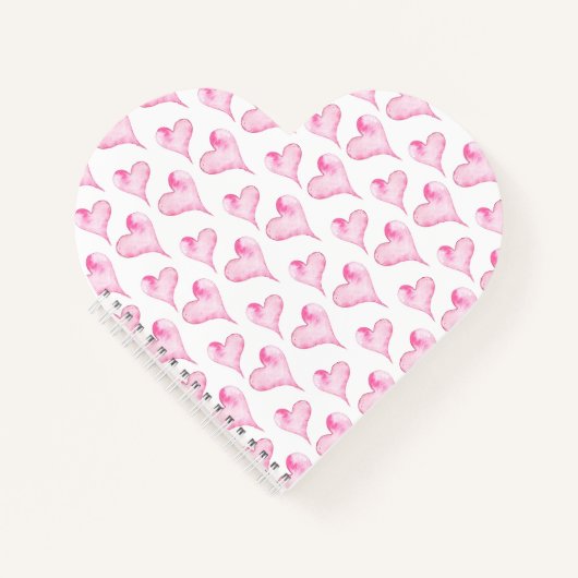 水彩ピンクハートバレンタインデー ノートブック (正面)