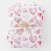 水彩ピンクハートバレンタインデー ラッピングペーパーシート (インサイチュ)