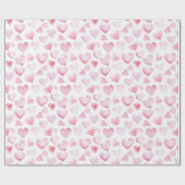 水彩ピンクハートバレンタインデー ラッピングペーパー (フラット)