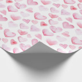 水彩ピンクハートバレンタインデー ラッピングペーパー (角)