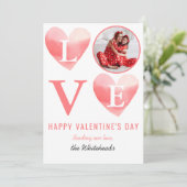 水彩ピンクハートフォトバレンタイン シーズンカード (スタンド正面)