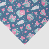 水彩ピンクハートラブパターン バレンタインデー 薄葉紙 (詳細)