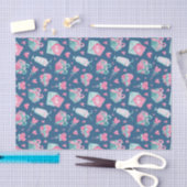 水彩ピンクハートラブパターン バレンタインデー 薄葉紙 (クラフト)