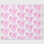 水彩ピンクハート柄かわいい少女 ラッピングペーパー (フラット)