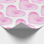 水彩ピンクハート柄かわいい少女 ラッピングペーパー (角)