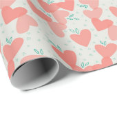 水彩ピンクハート模様バレンタインデー ラッピングペーパー (ロールコーナー)