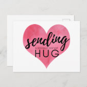 水彩ピンクハート社会的距離ハグ ポストカード (正面/裏面)