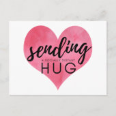 水彩ピンクハート社会的距離ハグ ポストカード (正面)