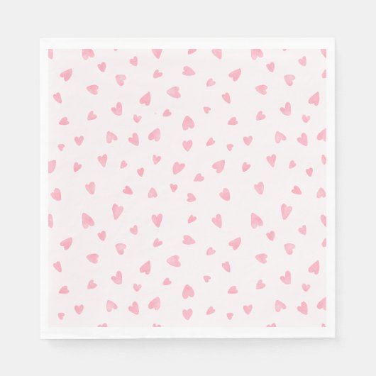 水彩ピンクハート スタンダードランチョンナプキン (正面)