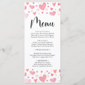 水彩ピンクハート バレンタインデー メニューカード メニュー (正面)