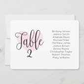 水彩ピンクハート。赤面結婚の座席表 招待状 (正面)