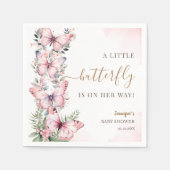 水彩ピンクバタフライガールベビーシャワー スタンダードカクテルナプキン (正面)