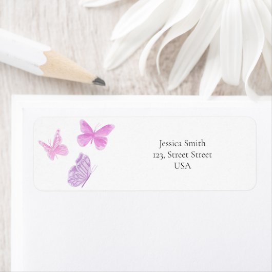 水彩ピンクバタフライ ラベル (インサイチュ)