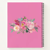 水彩ピンクバニーフローラかわいいパーソナライズされた ノートブック (裏面)