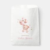 水彩ピンクバルーンテディベア赤ちゃんシャワー フェイバーバッグ (正面)