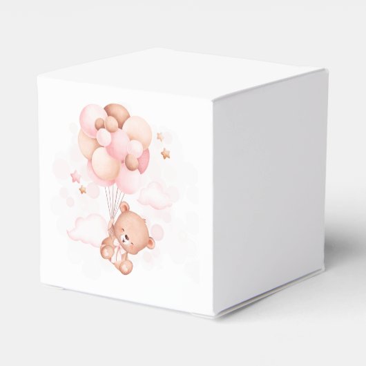 水彩ピンクバルーンテディベア赤ちゃんシャワー フェイバーボックス (裏面サイド)