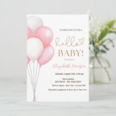 水彩ピンクバルーン赤ちゃんシャワー 招待状 (スタンド正面)